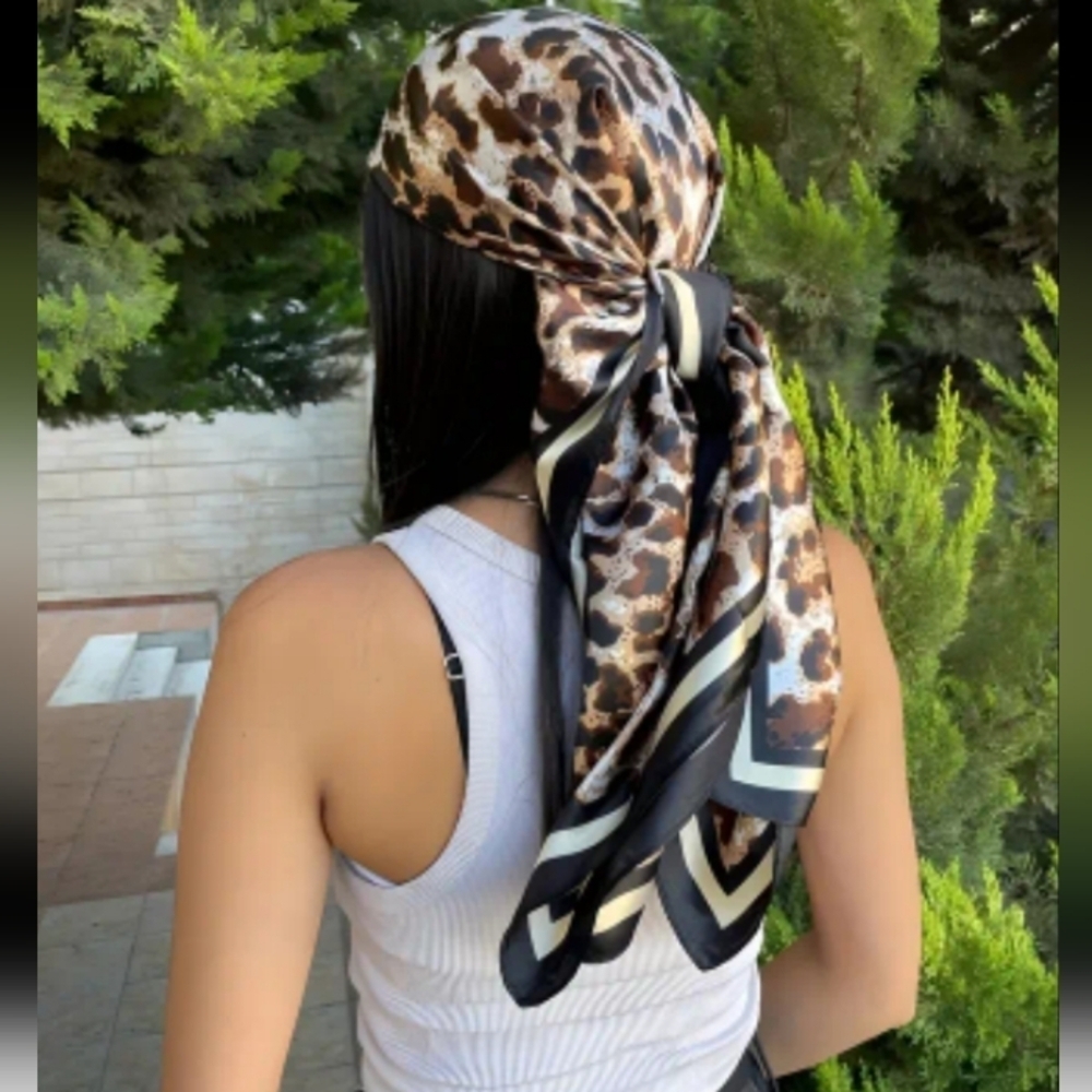 Leopard Print Silky Scarf / Headscarf